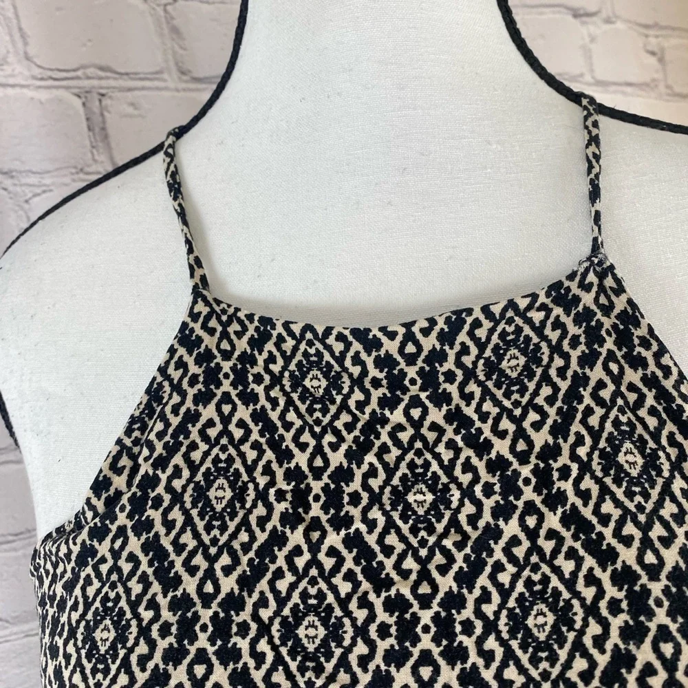Maurice’s Boho Cream & Black Mini Dress Geometric Medium Aztec Print Summer